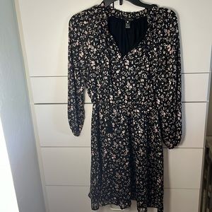 Aqua mini dress black with pink flowers